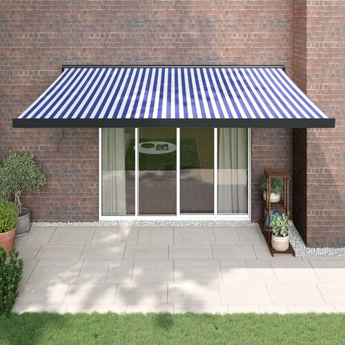  Tenda na uvlačenje plavo-bijela 4 x 3 m od tkanine i aluminija Cijene