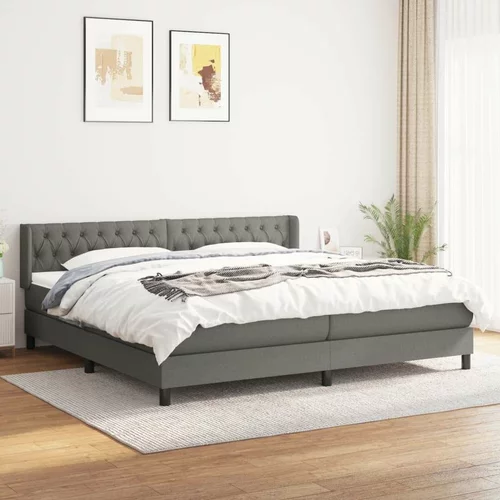  Box spring postelja z vzmetnico temno siva 200x200 cm blago, (20725497)
