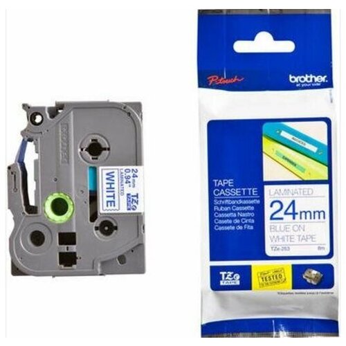 Brother trak za tiskalnik nalepk P-TOUCH TZE253 bel/moder 24 mm Cene
