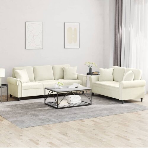  2-dijelni set sofa s jastucima krem bar&scaron;unasti Cijene