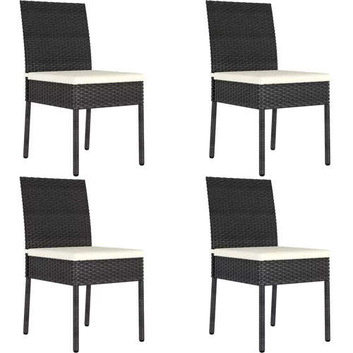 vidaXL Vrtni jedilni stoli 4 kosi poli ratan črne barve