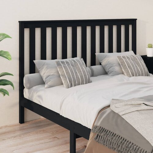  Uzglavlje za krevet crno 166 x 6 x 101 cm od masivne borovine Slike