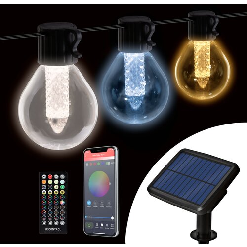 Garden of Eden LED bluetooth solarni niz v obliki žarnic 15 LED toplo / hladno bela Cene