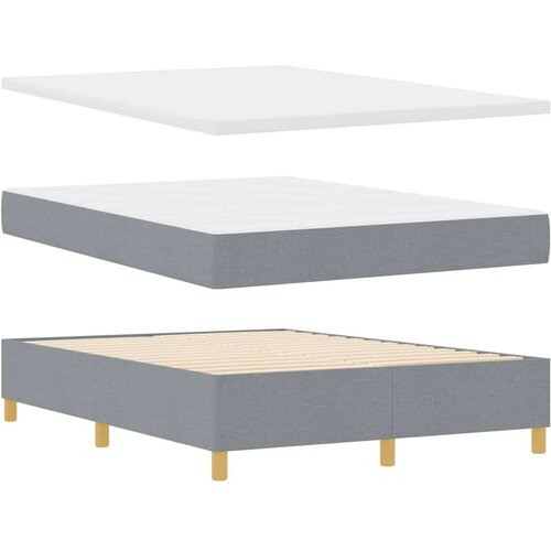 VidaXL Boxspring - Krevet s oprugama s madracem Svjetlosiva 140 x 190 cm tkanina Slike