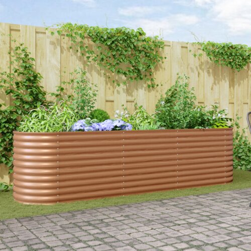 vidaXL Povišano gredo za sajenje Lesen učinek Kovina 320 X 80 X 81 cm Cene