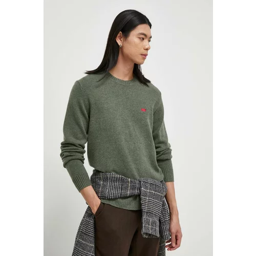 Levi's Volnen pulover moški, zelena barva