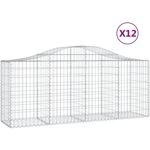 vidaXL Obokane gabion košare 12 kosov 200x50x80/100 cm cinkano železo, (20758474) Cene