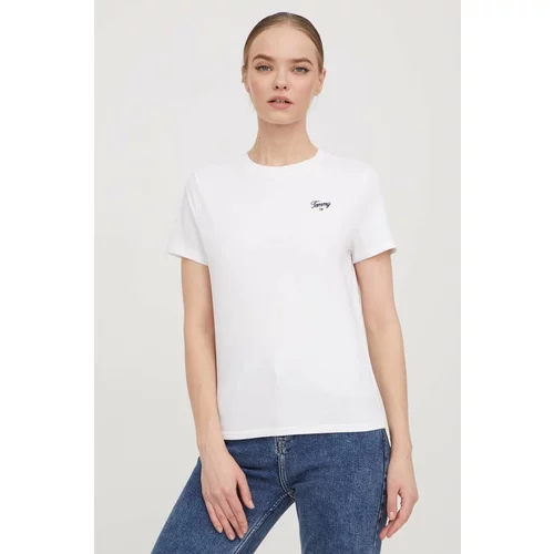 Tommy Jeans Pamučna majica za žene, boja: bijela