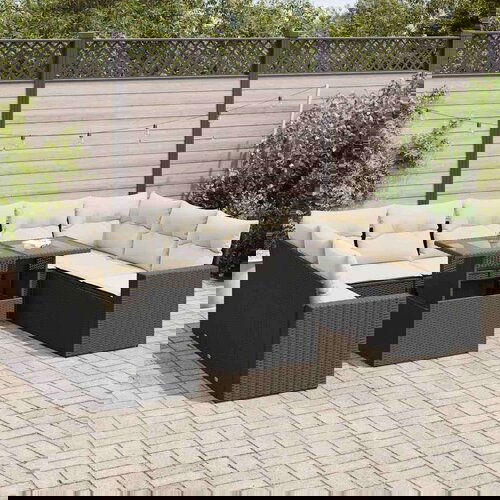 vidaXL 10-dijelni set vrtnih sofa s jastucima crni od poliratana Cijene