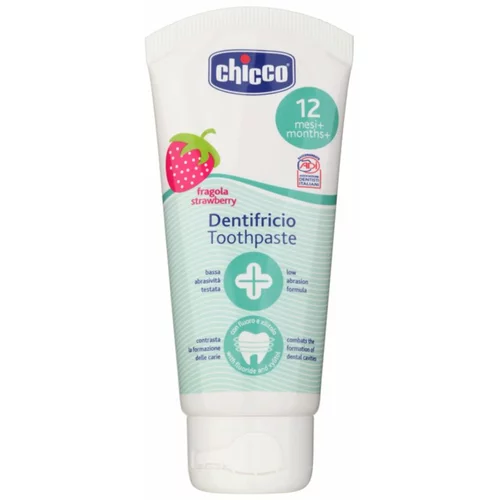 Chicco Oral Care Toothpaste zobna pasta za otroke okus Strawberry (Sanitising Action in the Oral Cavity, No Fluoride) 50 ml