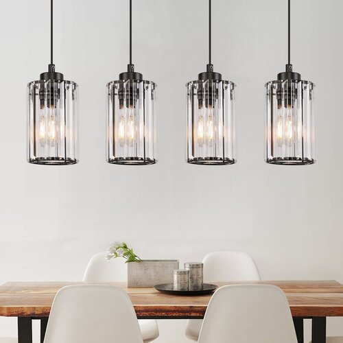 Nettlife viseča svetilka za jedilno mizo, moderna črna kristalna s 4 žarnicami E27, (22122941) Cene