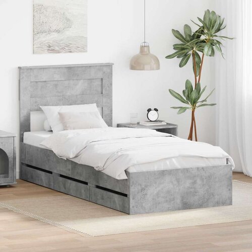  Okvir za krevet s ladicama Betonski sivi 75 x 190 cm - Beton siva 75 x 190 cm Cene