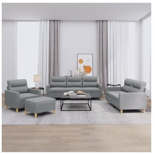 vidaXL 4-dijelni set sofa s jastucima svjetlosivi od tkanine Cijene