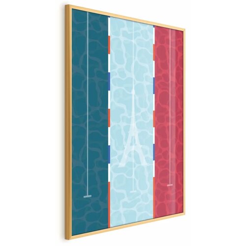  Plakat - Illustration of a Pool Against the French Flag 21x30 Zlatni okvir Cene