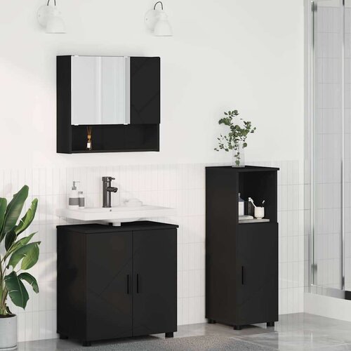  Set namještaja za kupaonicu Zidne 3 pcs Crna 61 x 35 x 64 cm Cijene
