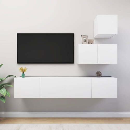  4-dijelni set TV ormarića bijeli od konstruiranog drva Cijene
