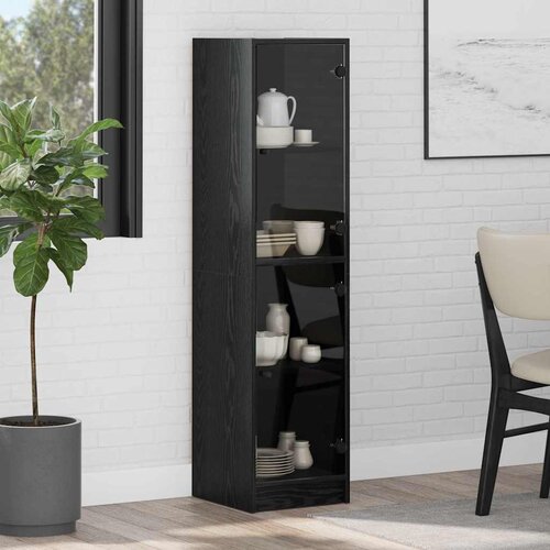 VidaXL Highboard Crni hrast 35 x 37 x 142 cm Konstruirano drvo Slike