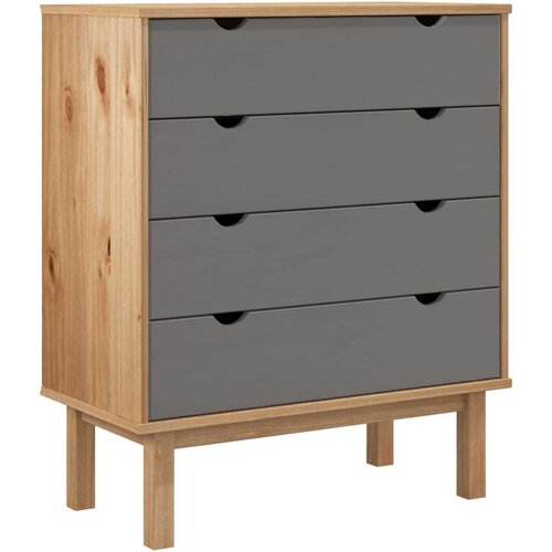 VidaXL Ladičar smeđe-sivi 76,5 x 39,5 x 90 cm od masivne borovine Slike