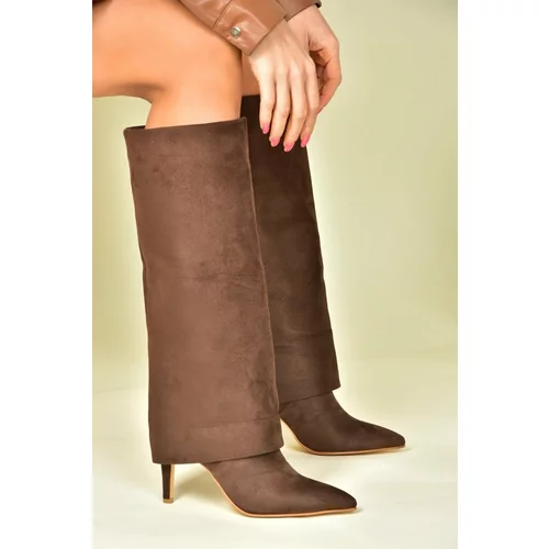 Fox Shoes Women's Brown Suede Thin Heeled Boots