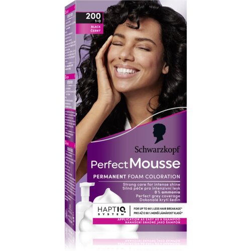 Schwarzkopf Perfect Mousse permanentna barva za lase odtenek 200 Black 1 kos Slike