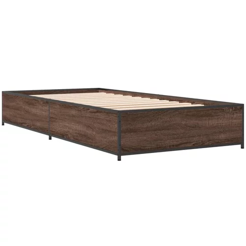 vidaXL Okvir za krevet smeđi hrast 100x200cm konstruirano drvo i metal