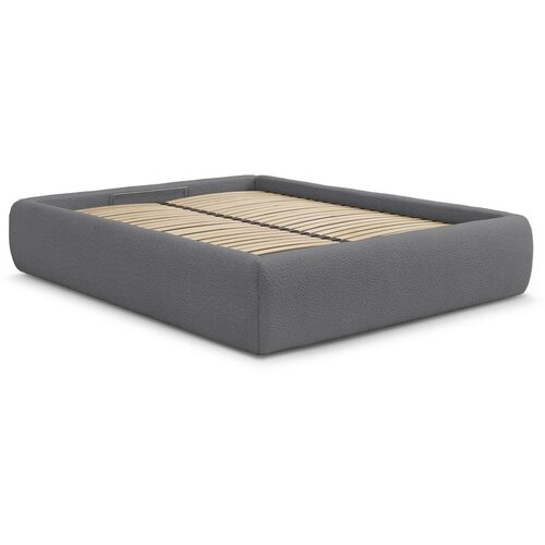 Bobochic Paris Tamno sivi tapecirani bračni krevet s prostorom za odlaganje/bez uzglavlja s podnicom 180x200 cm Inera – Cene