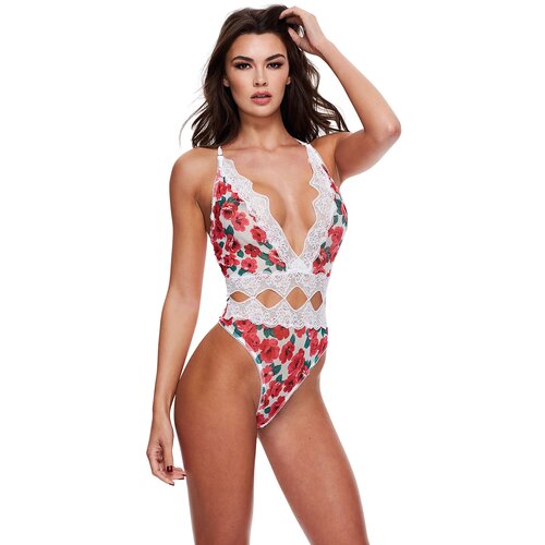 Baci Lingerie BELA CVETNA IN ČIPKASTA TEDDY, M/L, (21780720) Cene