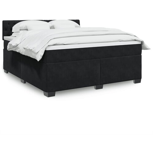 vidaXL Box spring postelja z vzmetnico črna 180x200 cm žamet Cene