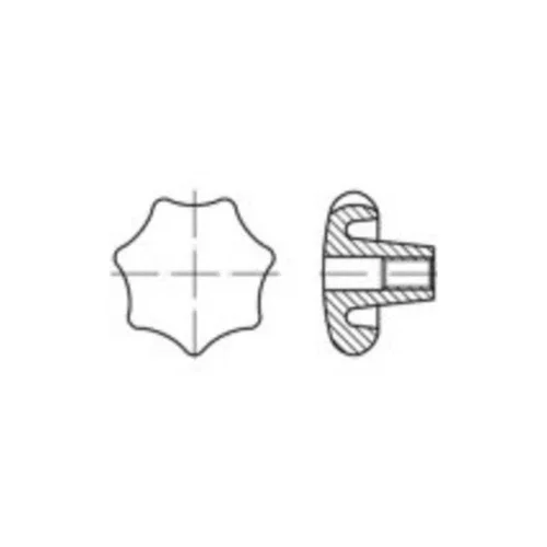 Toolcraft DIN 6336 Kunst.KU Obrazac K-St crna zvijezda ručke, K s Gew.Buchse St.verz. Dimenzija: K 63 M 12 10 ST