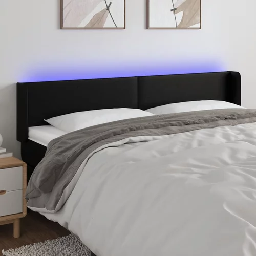 vidaXL LED posteljno vzglavje črno 183x16x78/88 cm umetno usnje