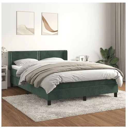  Box spring postelja z vzmetnico temno zelena 140x200 cm žamet
