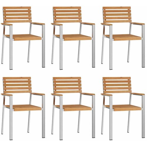 vidaXL Vrtni Stol 6 pcs Rjava 56 x 54.5 x 87 cm Trden tikov les, (5000045063) Cene