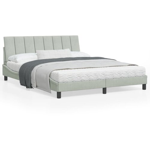 VidaXL Okvir za krevet s uzglavljem svjetlosivi 160x200 cm bar&amp;scaron;unasti Slike