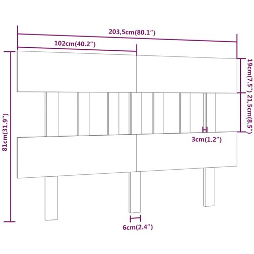  Uzglavlje za krevet boja meda 203,5x3x81 cm masivna borovina Slike