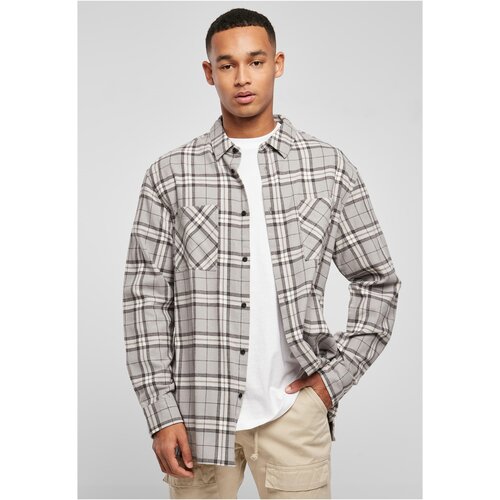 UC Men Long Oversized Grey Check Shirt grey/black Slike