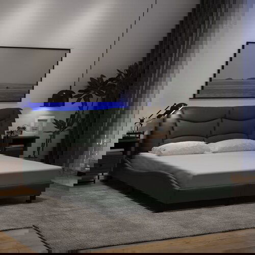 Furnova Posteljni okvir z LED brez vzmetnice temno siv 140x190 cm blago, (21939349) Slike