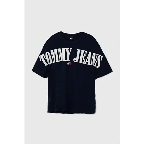 Tommy Jeans Bombažna kratka majica moški, mornarsko modra barva