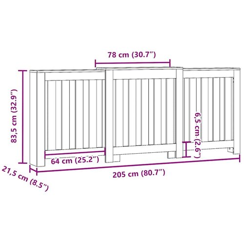 VidaXL Pokrov za radijator hrasta sonome 205x21,5x83,5 cm Slike