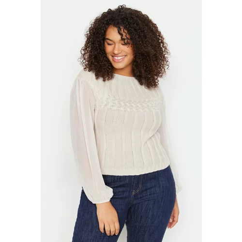 Trendyol Curve Plus Size Sweater - Beige - Fitted