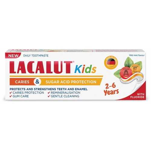 Lacalut Kids Caries and Sugar Acid Protection otroška zobna pasta 2-6y 55 ml