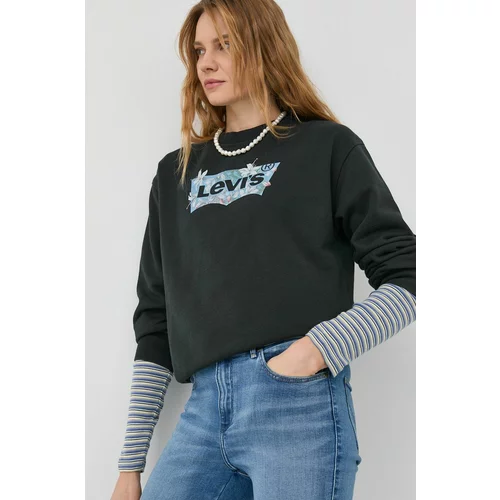 Levi's Bombažen pulover ženska, črna barva