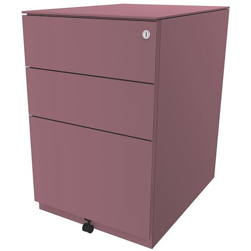 BISLEY Pomični predalnik Note™, 2 univerzalna predala, 1 predal za obešalne mape, VxŠxG 652 x 420 x 565 mm, z dodatno ploščo, roza Cene