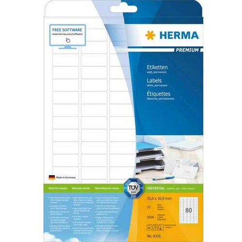 Herma Label 35,6x16,9 25 Sheets DIN A4 2000 pcs. 4336 Slike