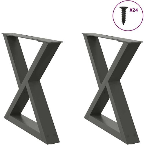  Noge kavne mizice 2 kosa Antracit 50x(42-43,3) cm Jeklo Slike