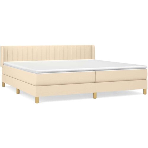  Krevet s oprugama i madracem krem 200 x 200 cm od tkanine Slike