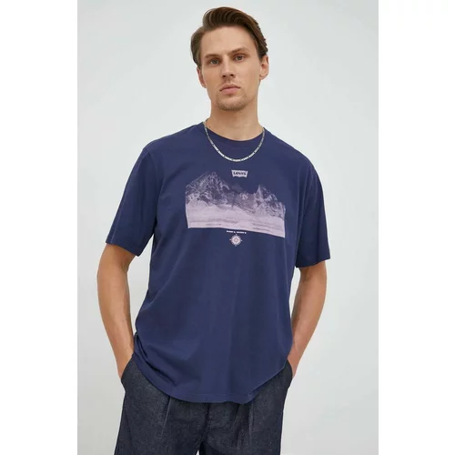 Levi's Bombažna kratka majica mornarsko modra barva