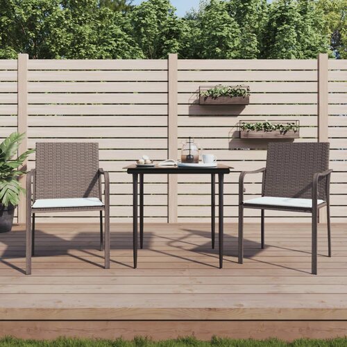 VidaXL Vrtne stolice s jastucima 2 kom smeđe 56x59x84 cm od poliratana Slike
