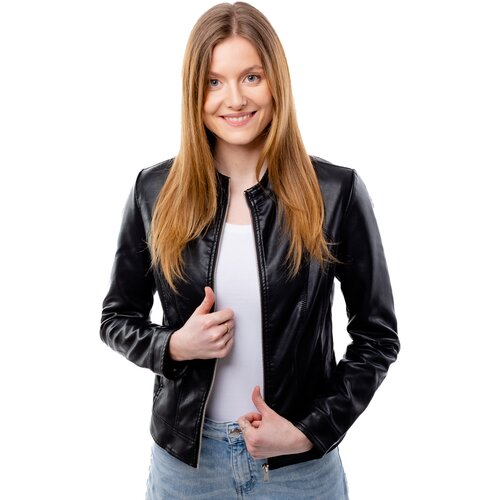 Glano Women's Leatherette Jacket - Black Cene