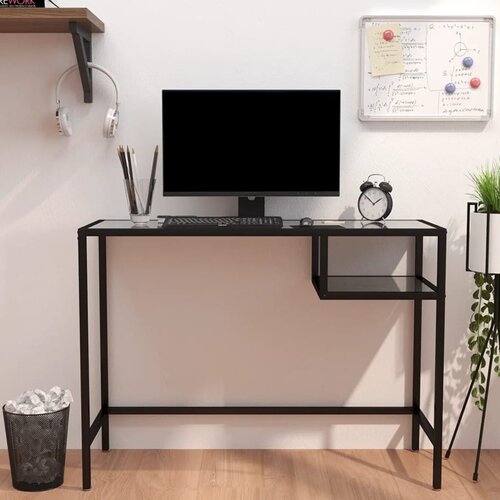 vidaXL Računalniška miza črn marmor 100x36x74 cm kaljeno steklo Cene