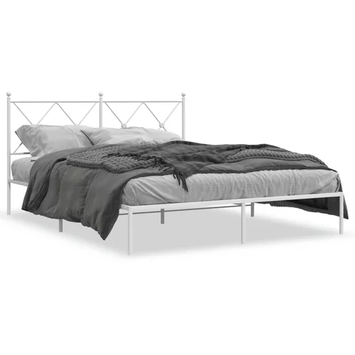 vidaXL Metalni okvir za krevet s uzglavljem bijeli 160x200 cm